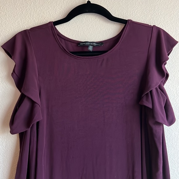 White House Black Market Long Sleeve Ruffle Cold Shoulder Dress - Picture 9 of 10